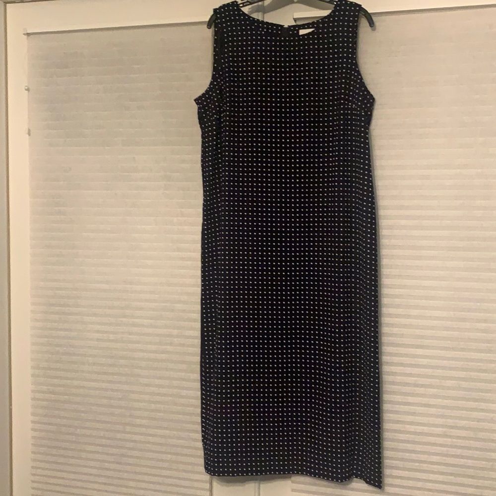 Vintage Halmode Petites Black White Polka Dot‎ Sleeveless Dress Size 14